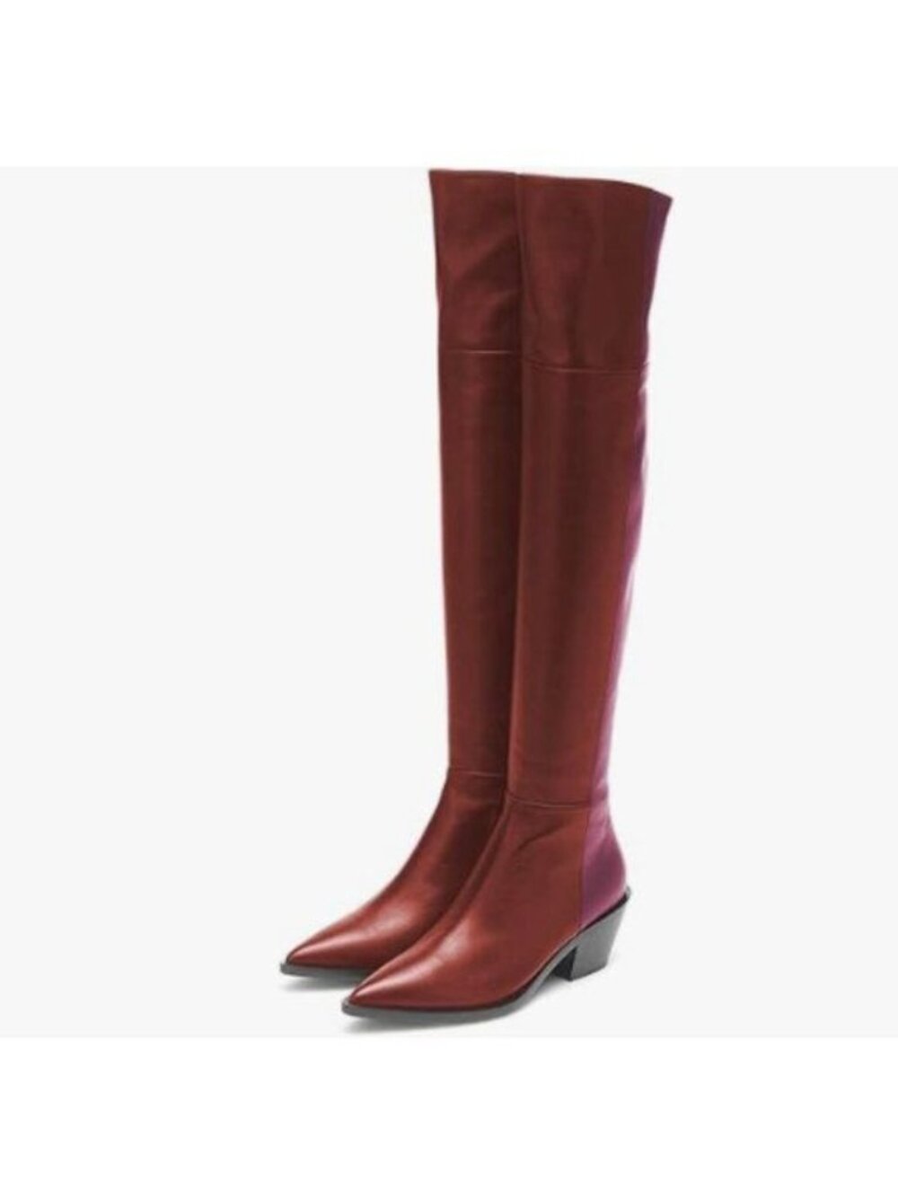 FSJ Women Thigh High Tall Boots Over The Knee Booties Pointed Closed Toe Red